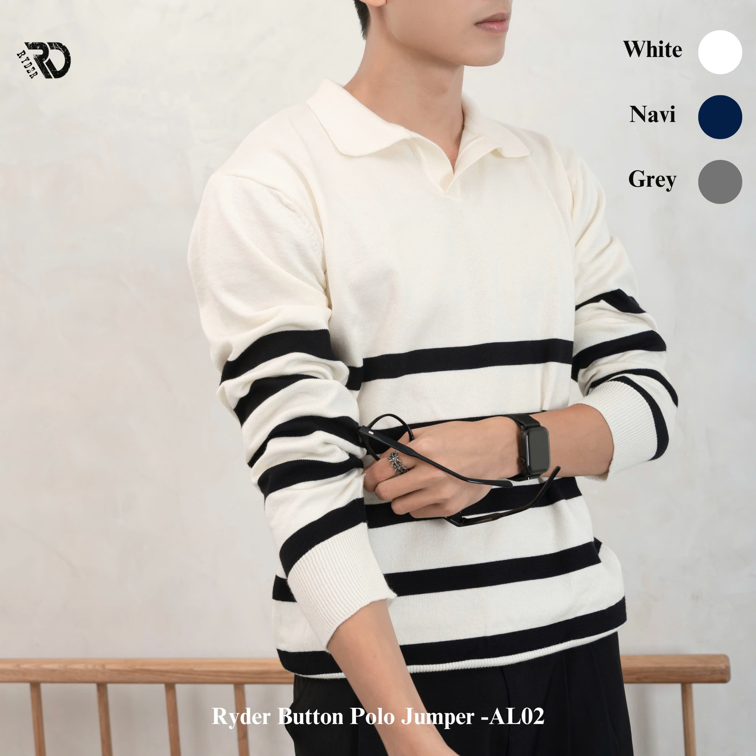 Áo Len Polo Ryder Button Polo Jumper- AL02