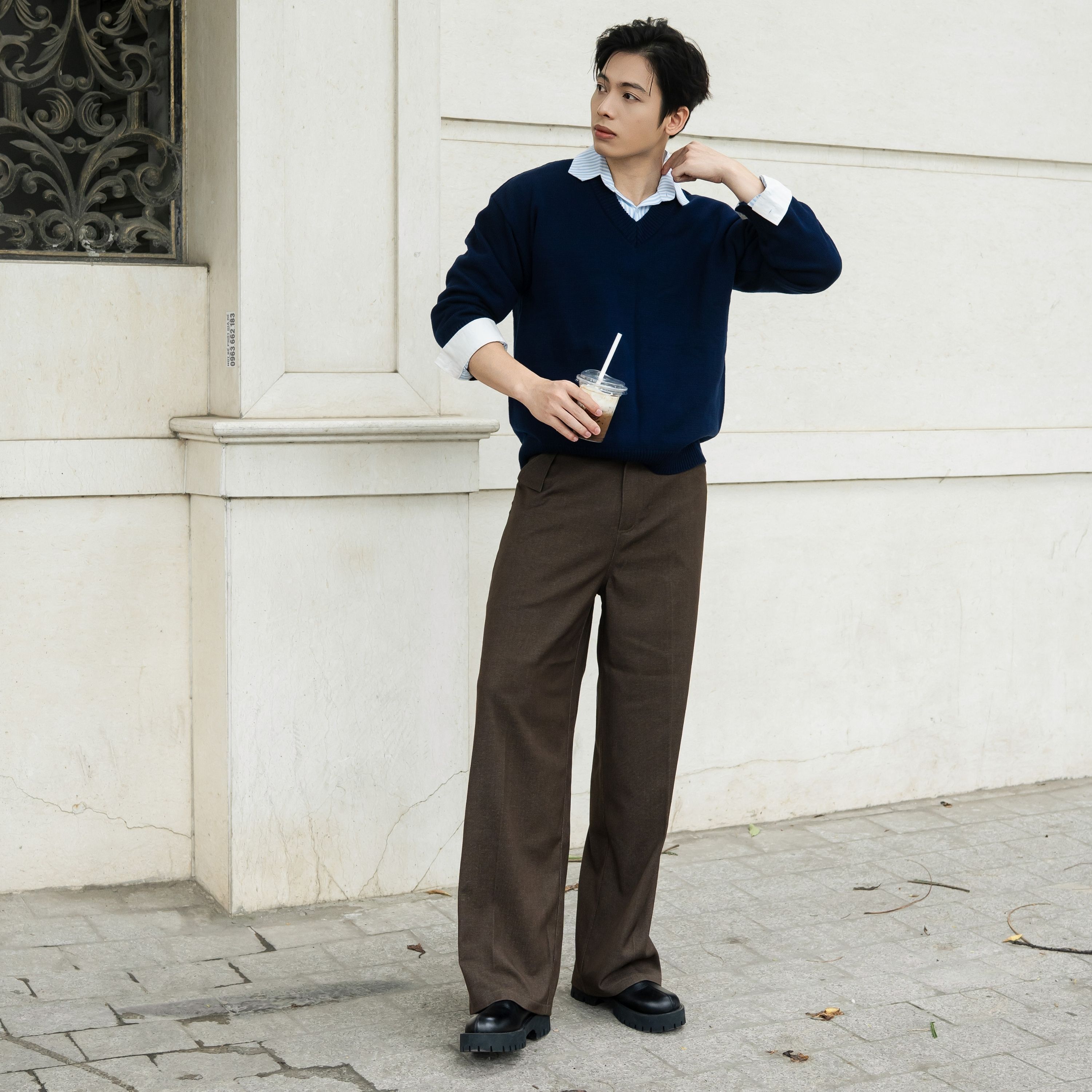 Set Len Cổ Tim Phối Quần Cotton Rayon.