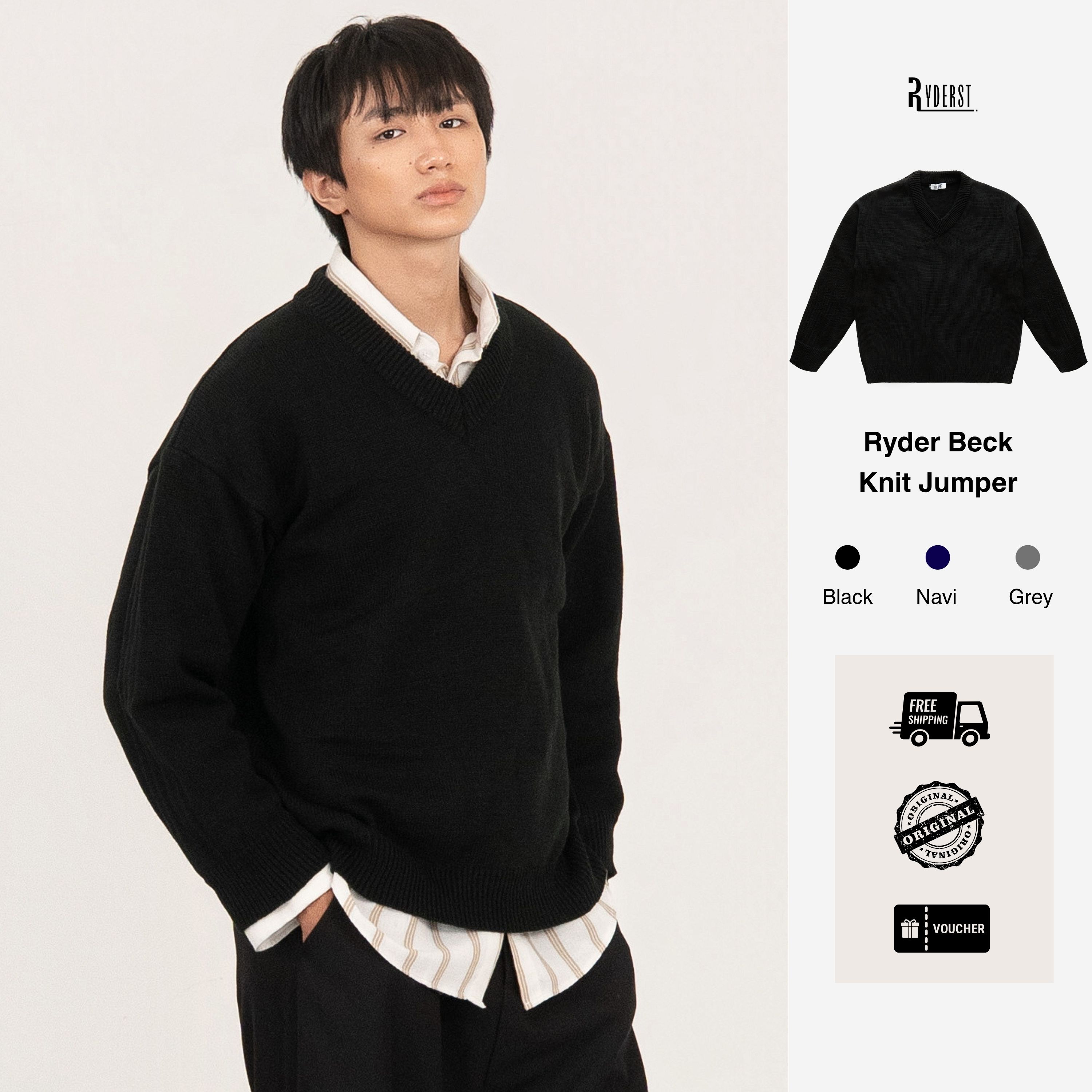 Áo len cổ tim Ryder Beck Knit Jumper