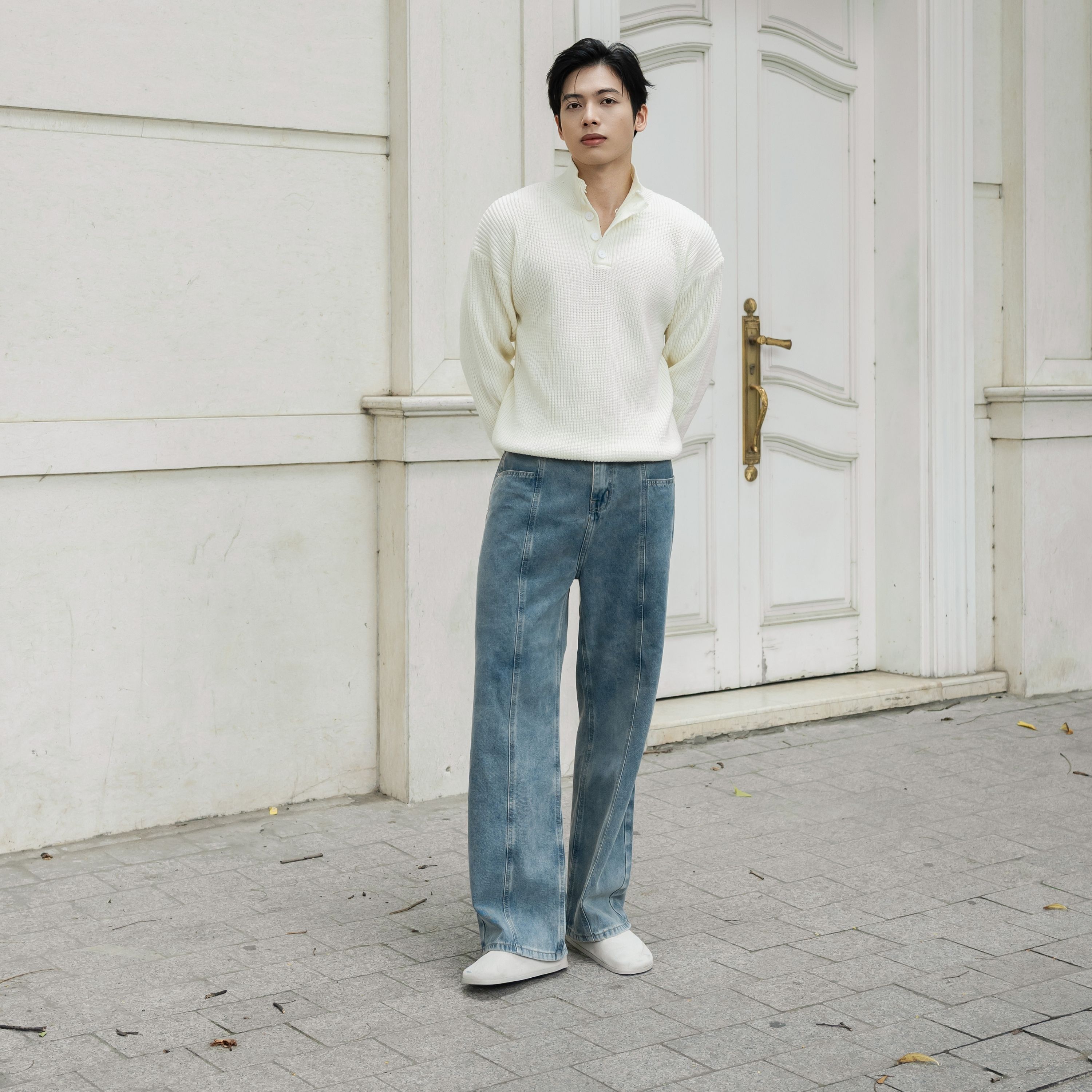 Set Len Cao Cổ + Quần Jean