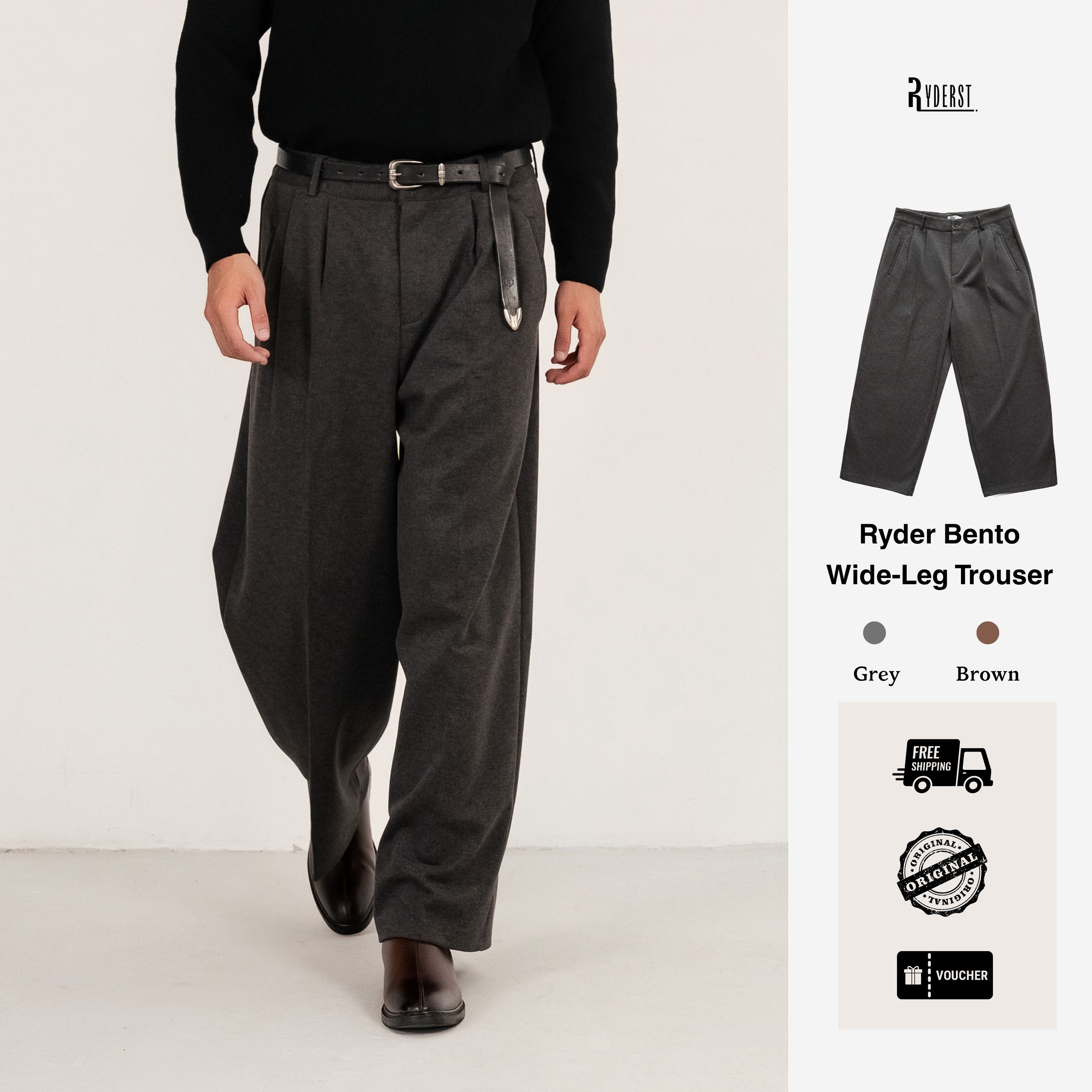 Quần vải dạ âu Ryder Bento wide-leg Trouser