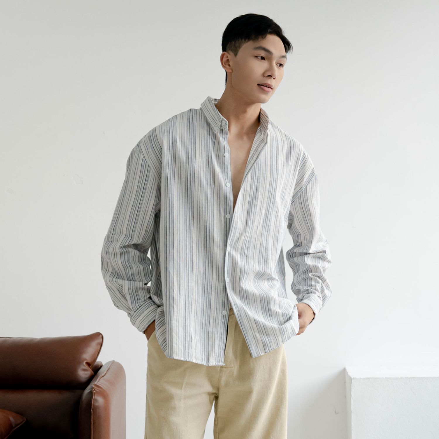 Áo Ryder Striped Linen Shirt
